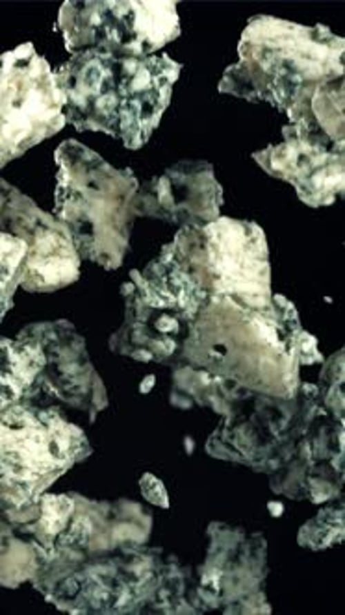 Super Slow Motion Blue Cheese on Black Background Filmed on a Highspeed Camera at 1000 Fps
