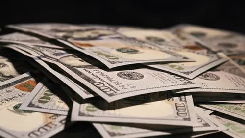 Pile of One Hundred Dollar Bills Close Up