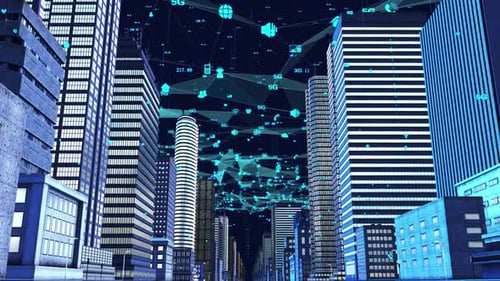 Smart City Covered By Network Signal 5G