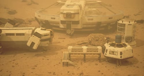 Futuristic Mars Colony 3D Base Animation