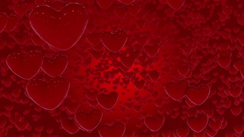 Floating Red Glossy Hearts Background Loop