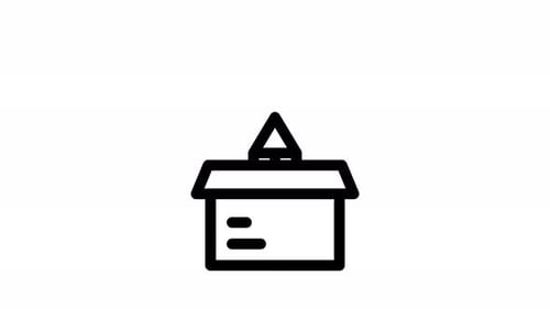 Flat Design Animated Box with Pencil Icon