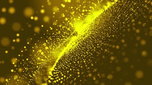 Technology particles flow loop Yellow color background
