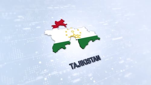 Animated Flag Map of Tajikistan with Country Name