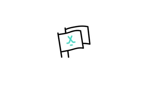 Hand Drawn Waving Flags with Abstract X Symbol Animation