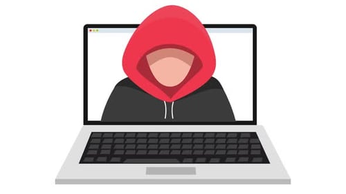 Hacker in Hoodie Appearing from Laptop Screen Animation