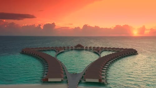 Ilha das Maldivas Sunset Water Bungalows Resort em Islands Beach Oceano Índico Maldives Beautiful