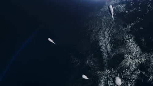 Raketen im Weltraum zum Schutz der Erde vor Meteoriten und Asteroiden