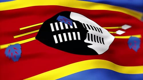 Eswatini Flag Waving with Realistic Fabric Texture