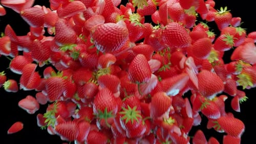 Realistic 3D Strawberry Burst Transition
