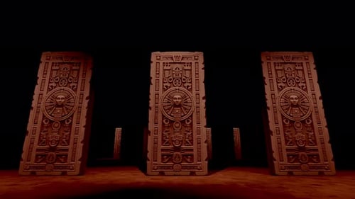 Monolitos de Glifos Antiguos — Cinemática Tribal 3D Loop
