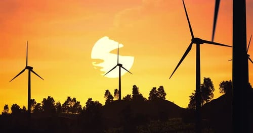 Windturbinen in der aufgehenden Sonne