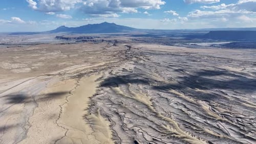 Aerial view of desert landscape and mountains, USA.