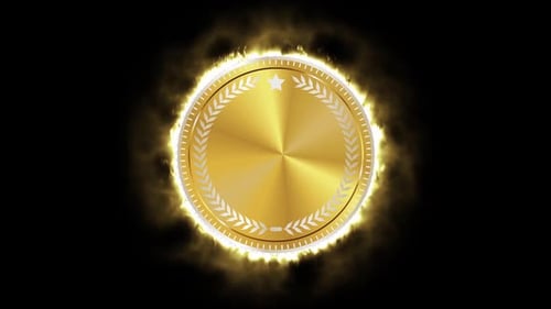 Gold Badge With Fire