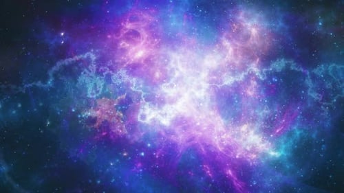 Vibrant Abstract Space Nebula with Glowing Stars Loop