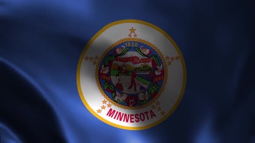 Waving Minnesota State Flag with Realistic Fabric Movement