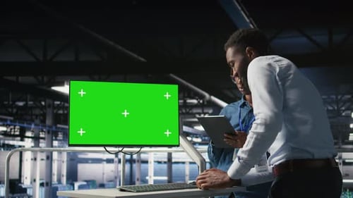 Kollegen aus dem Rechenzentrum arbeiten an der Aktualisierung der Infrastruktur für Green-Screen-PCs