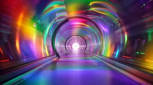Boucle de mouvement futuriste Rainbow Tunnel de science-fiction avec Vibra au néon