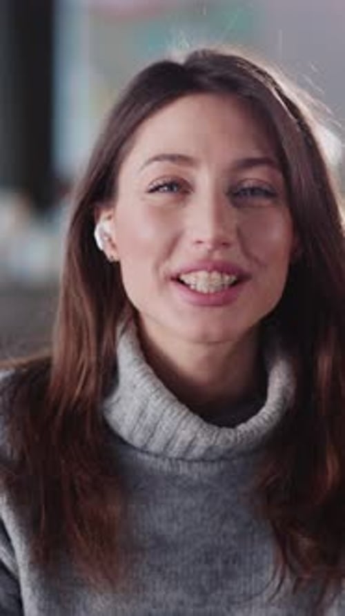Woman Talking in Portrait Mode