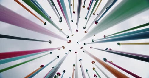 Colorful Ribbons Pointing Upward in Abstract Design