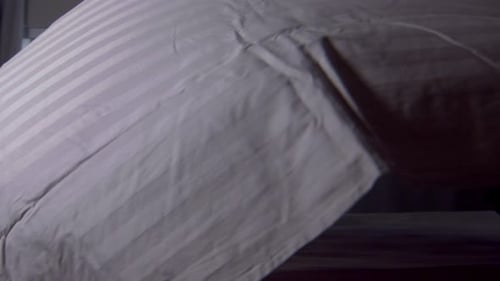 Woman Spreading a Sheet Over Bed in Bedroom