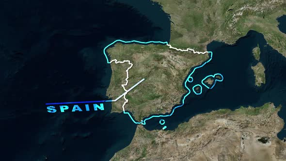 Digital Earth Zoom Reveals Spain Country Outline Map, Backgrounds ...