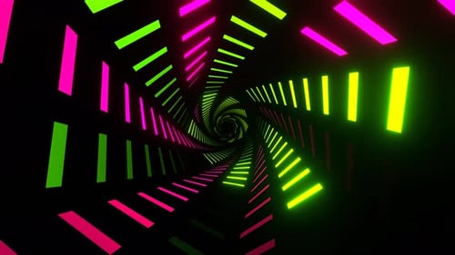 Pink And Green Neon Spiral Lights Move Background Vj Loop In 4K