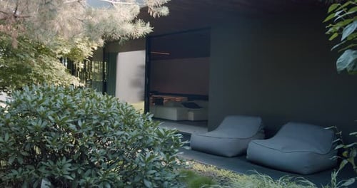 Modern vacation home with terrace and garden outside