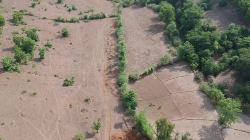 Aerial footage of Land in India \ Property \ Rural India \ Farm Land