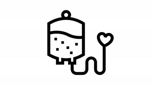 Animación del icono de la línea de transfusión de sangre