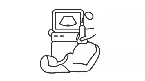 Animated Minimalist Line Icon of Medical Ultrasound Procedure