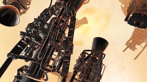 Futuristic Rotating Rocket Engines Abstract Technology Background Loop