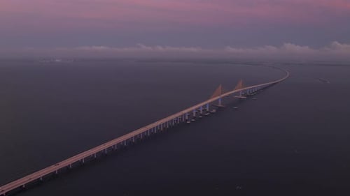 Sunshine Skyway Bridge Hyperlapse at sunset