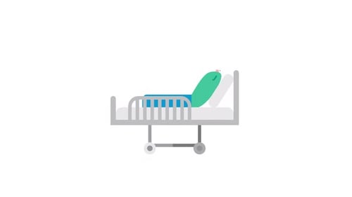 Flat Design Animation of a Patient Resting in a Hospital Bed