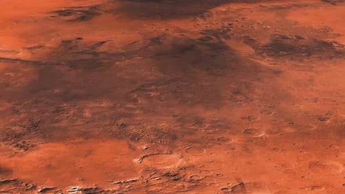 Animated Flight Over Realistic Mars Planet Surface