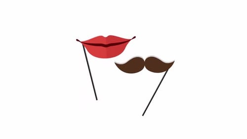 Animated Flat Design Photo Booth Lips and Mustache Props