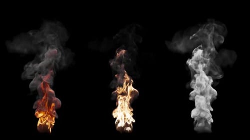 Drei deutliche Flammen auf schwarzem Hintergrund