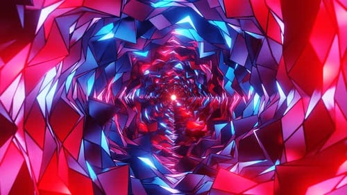 Red And Blue сomics Style Color Rocky Tunnel Background Loop Animation In 4K