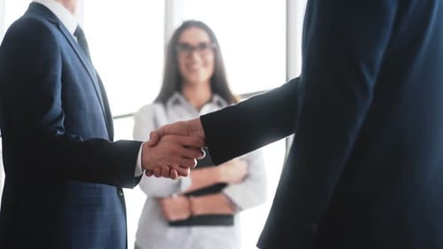 Businessmen Handshake After Successful Meeting in Office