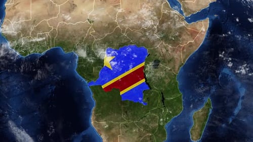 Earth Zoom to Congo Map with Flag Reveal Animation