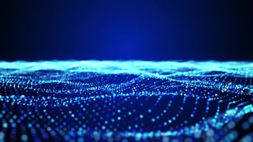 Flowing Digital Circle Particle. Blockchain Technology Concept.