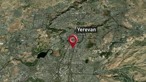 Plan de la ville d'Erevan Zoom (Arménie) de l'espace à la Terre