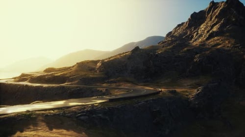 Scenic View of Empty Road Amidst Volcanic Landscape