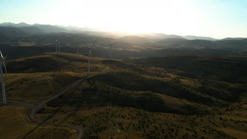 Wind Turbines Generating Clean Energy at Sunrise