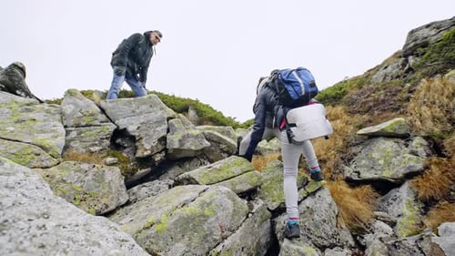 Group of Hikers on a Mountain