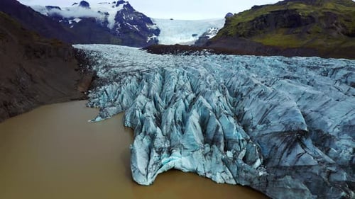 Svinafellsjokull Glacier At Skaftafell Nature Reserve In Iceland. - aerial