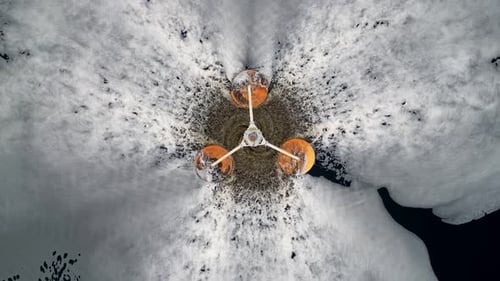 Aerial close up water pump