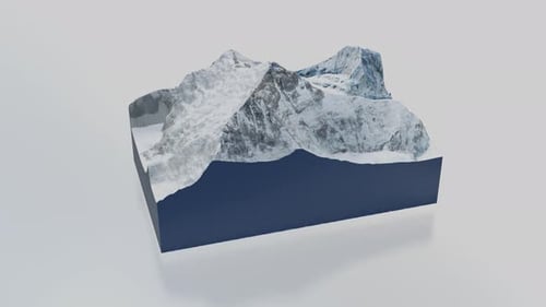 3D Rotating Model Of Mount Everest Peak - Terrain Cross Section V2 Horizontal