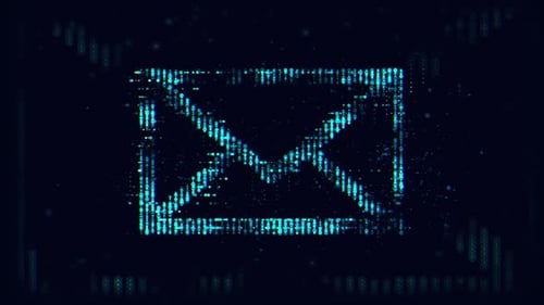 Futuristic Digital Email Icon Animation with Glitch Effect