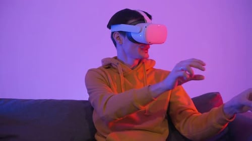 Young Adult Gaming in Virtual Reality Headset
